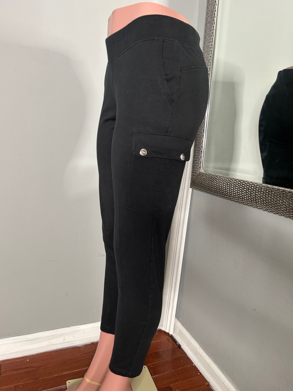Lauren Ralph Lauren Black Skinny Cargo Ponte Ankle Pants